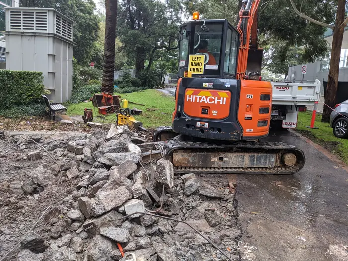 Excavation shaped to design levels