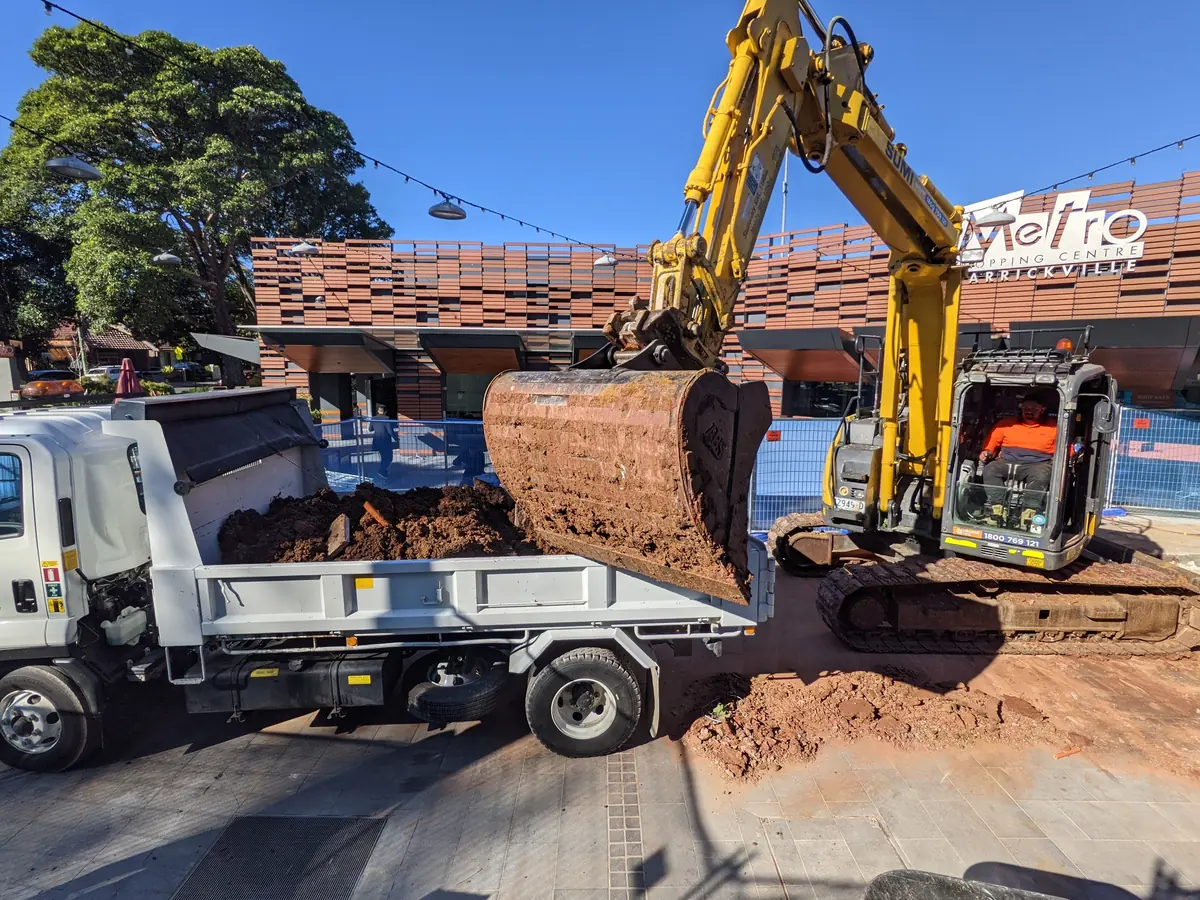Drainage trench excavation in progress
